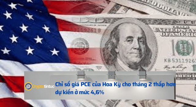 Chỉ số giá PCE của Hoa Kỳ cho tháng 2 thấp hơn dự kiến ​​ở mức 4,6%