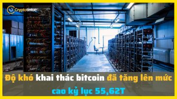 Độ khó khai thác bitcoin đã tăng lên mức cao kỷ lục 55,62T